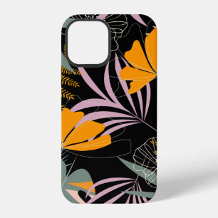Coque iPhone 12 Motif tropical transparent tendance avec des feuil