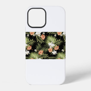 Coque iPhone 12 motif tropical vintage avec fleurs d'hibiscus et