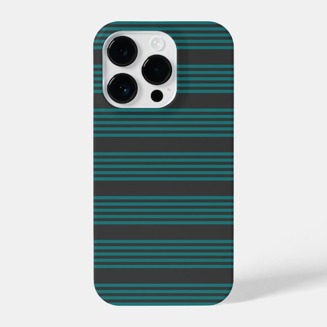 Coque iPhone motif turquoise et charbon de bois à cinq bandes (Verso)