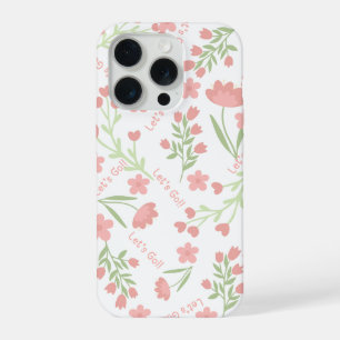 Coque iPhone 15 Pro Motif typographique Fleurs roses esthétiques Allon