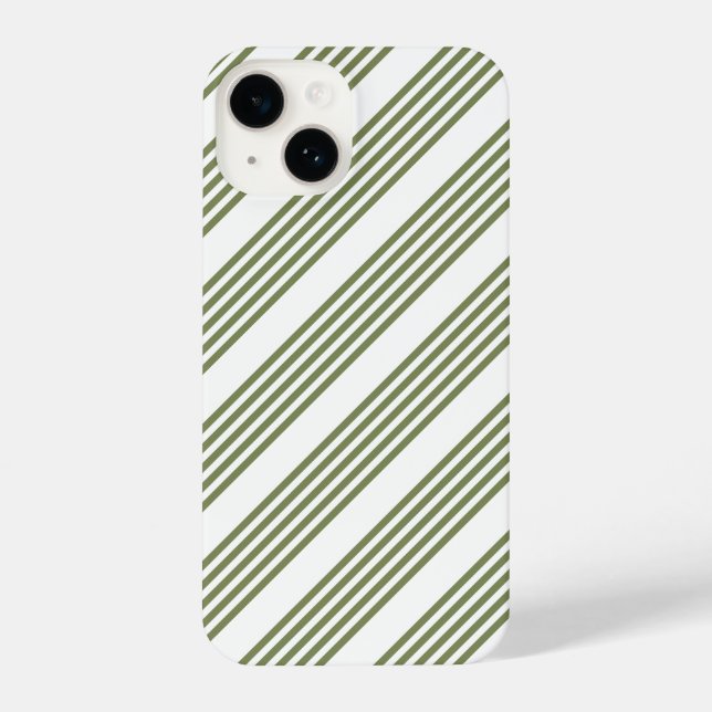 Coque iPhone Motif vert olive et blanc cinq bandes (Verso)