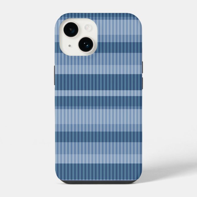 Coque iPhone motif vertical rayé bleu (Verso)