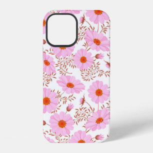 Coque iPhone 12 Motif vintage de fleur de marguerite rose sans cou