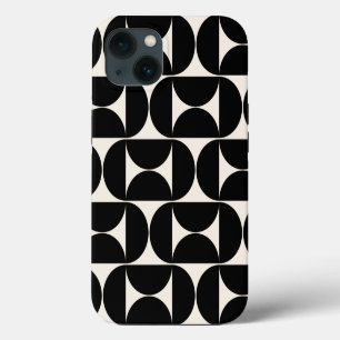 Etui iPhone 13 Motif Vintage Milieu de Siècle Noir et Blanc
