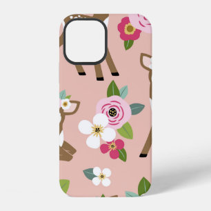 Coque iPhone 12 Motif vintage sans couture avec un adorable faon v