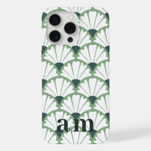 Coque iPhone 15 Pro Max Motif vintage vert de 2 initiales Monogram