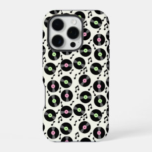 Coque iPhone 16 Pro Motif Vinyl Records et Music Notes