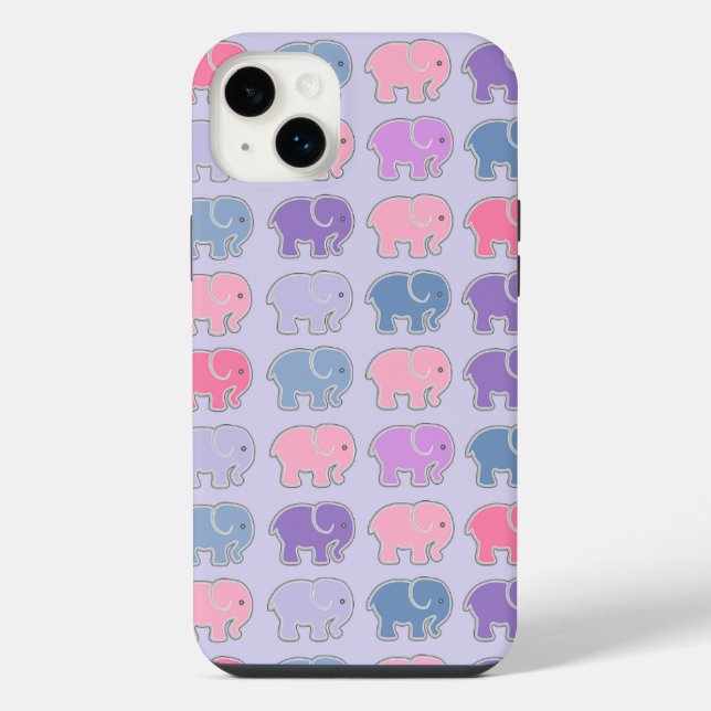 Coque iPhone Motif Violet Éléphants Mignons (Verso)