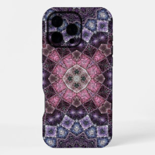 Coque iPhone 16 Pro Max Motif Web de Mandala Rose et Violet Vibrant