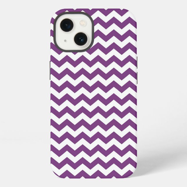 Coque iPhone Motif zigzag à chevrons violet et blanc (Verso)