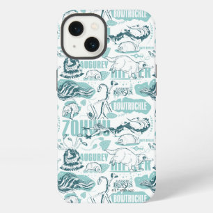 Etui iPhone 13 Motifs Bleus de Créatures Fantastiques