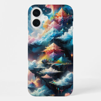 Coque iPhone 16 Plus Motifs de nuages rêveurs avec des bleus et des ros