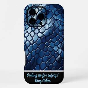Coque iPhone 16 Pro Max Motifs de serpent bleu brillant