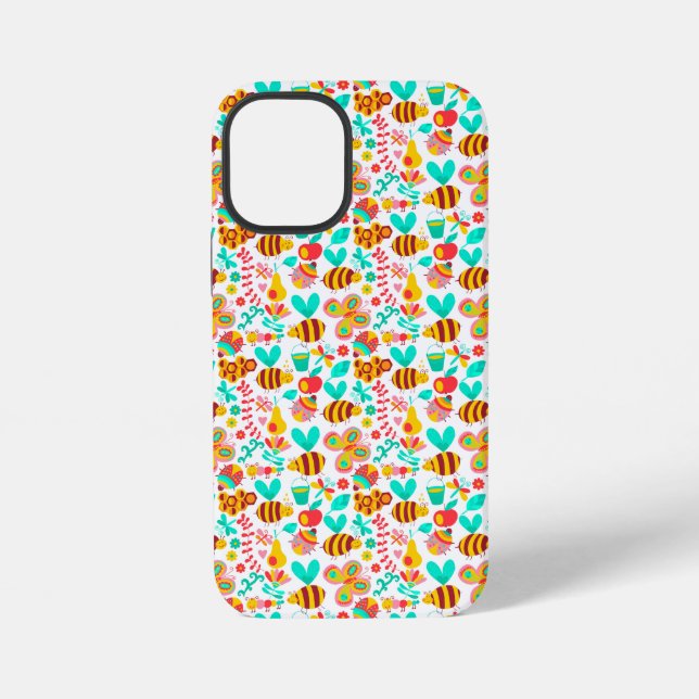 Coque iPhone Motifs d'insectes colorés mignons (Verso)