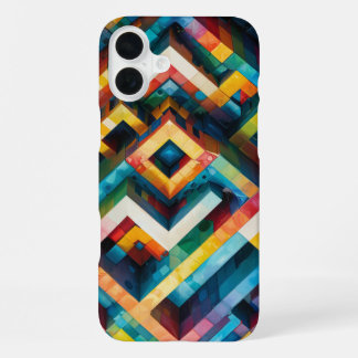 Coque iPhone 16 Plus Motifs géométriques avec des couleurs contrastées 