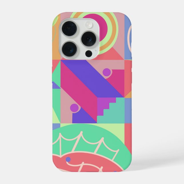 Coque iPhone Motifs Géométriques Funky Multicolore (Verso)