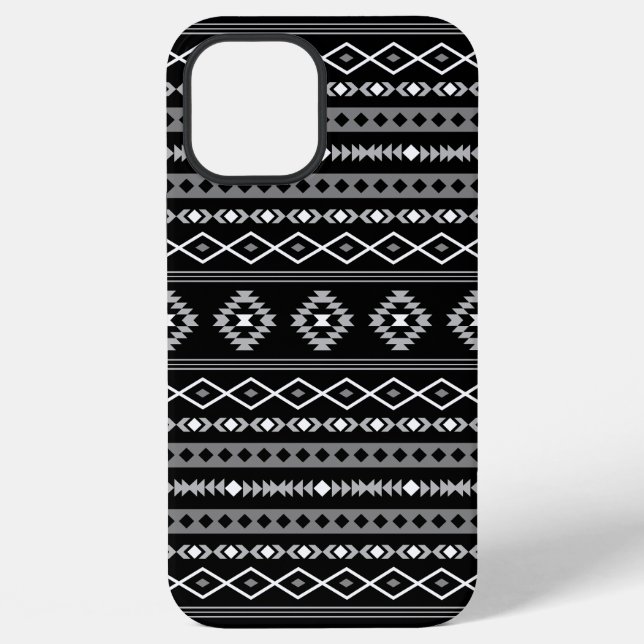 Coque iPhone Motifs mixtes Aztec blanc gris noir (Verso)