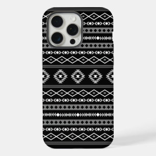 Coque iPhone 15 Pro Max Motifs mixtes aztéques blanc gris noir