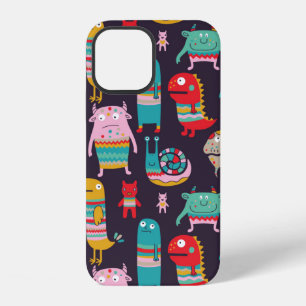 Coque iPhone 12 Motifs sans couture de monstres drôles
