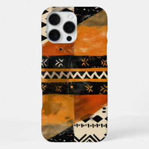 Coque iPhone 16 Pro Max Motifs tribaux dans les tons noir et terrestre