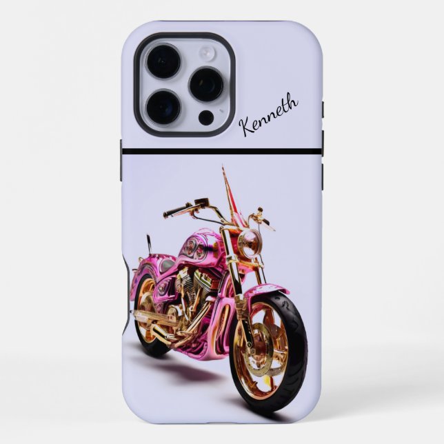 Coque iPhone Moto rose et or (Verso)