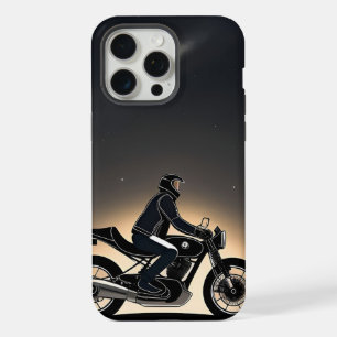 Coque iPhone 15 Pro Max Motocycliste roulant sous un ciel éclairé par la l