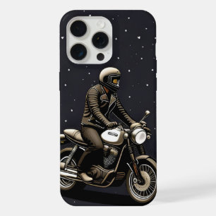 Coque iPhone 15 Pro Max Motocycliste roulant sous un ciel éclairé par la l
