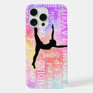 Coque iPhone 15 Pro Max Mots de gymnastique arc-en-ciel ombré