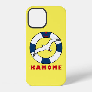 Coque iPhone 12 Mouette et anneau de natation bleu marine