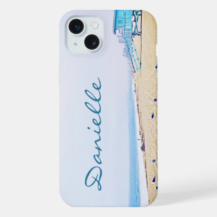 Coque iPhone 15 Plus Mouettes de plage de l'océan côtier Photo Nom pers