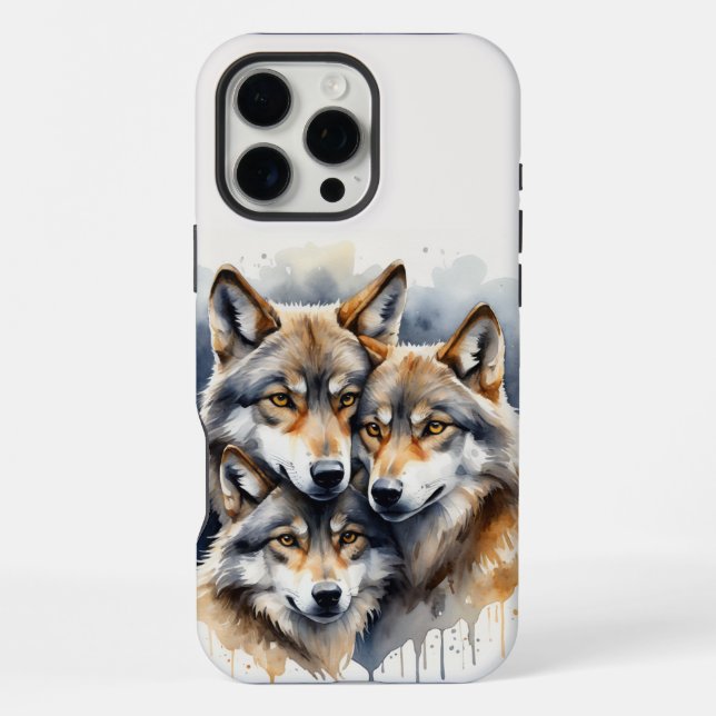 Coque iPhone Mountain Nature Wilderness Mountains Wolf Family (Verso)