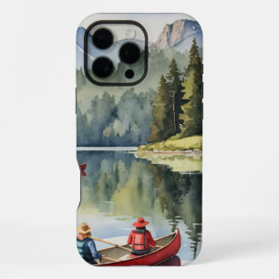 Coque iPhone 16 Pro Max Mountain Wilderness Red Canoe Lake