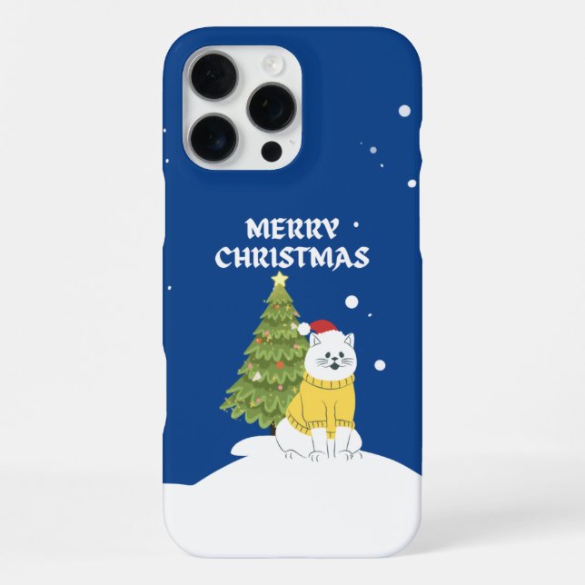 Coque iPhone Moustaches enneigées – Joyeux Noël Chat (Verso)