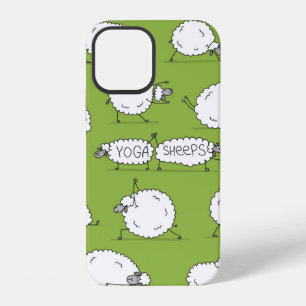 Coque iPhone 12 Mouton drôle faisant du yoga, esquisse