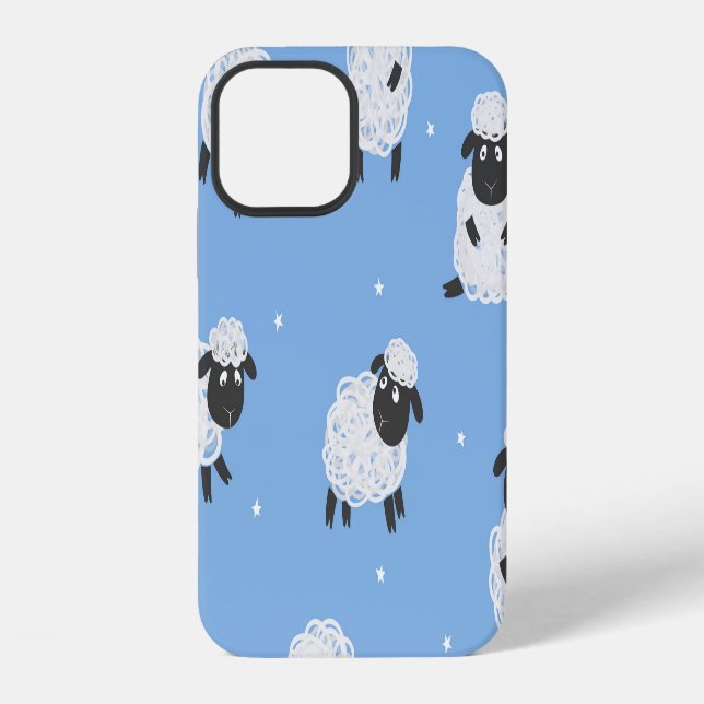 Coque iPhone Moutons blancs mignons : agneaux vintage. (Verso)