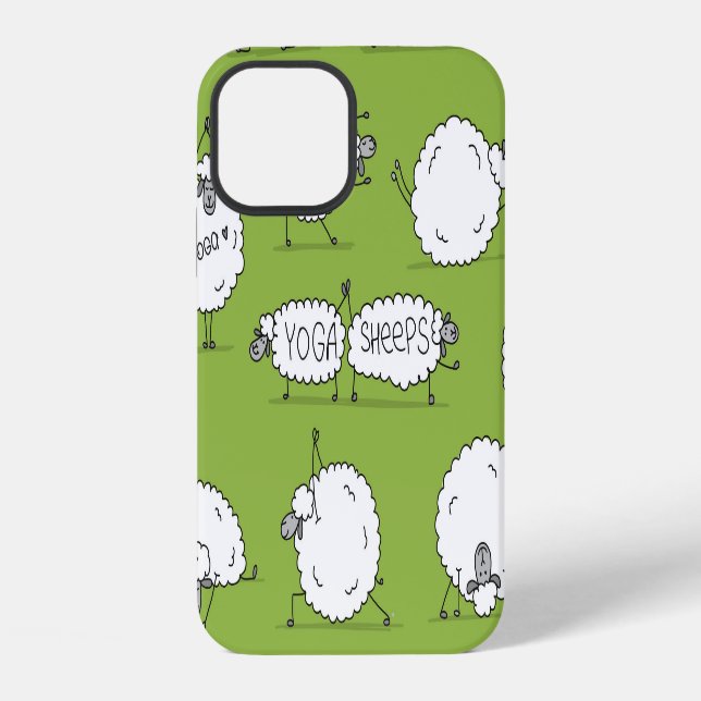 Coque iPhone Moutons de yoga : croquis fantaisiste amusant. (Verso)