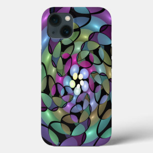 Etui iPhone 13 Mouvements colorés Art abstrait fractal tripant