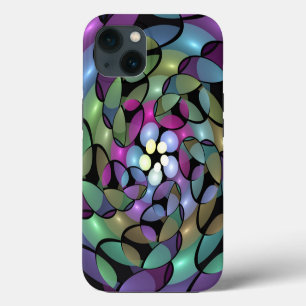 Etui iPhone 13 Mouvements colorés Art abstrait fractal tripant