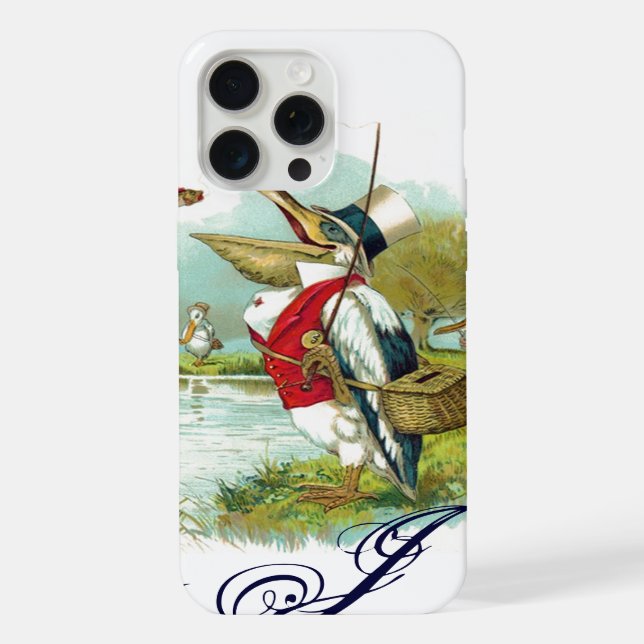 Coque iPhone MR PÉLICAN PÊCHE MONOGRAMME,blanc (Verso)