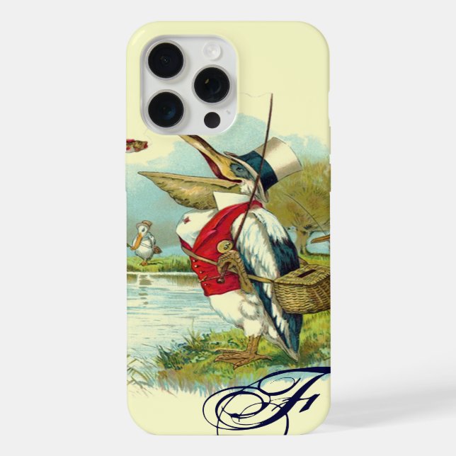 Coque iPhone MR PÉLICAN PÊCHE MONOGRAMME,crème (Verso)
