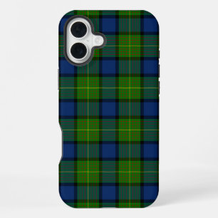 Coque iPhone 16 Plus Muir Moore tartan vert bleu plaid