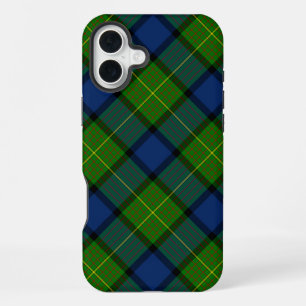Coque iPhone 16 Plus Muir Moore tartan vert bleu plaid