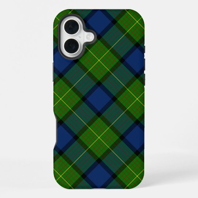 Coque iPhone Muir Moore tartan vert bleu plaid (Verso)