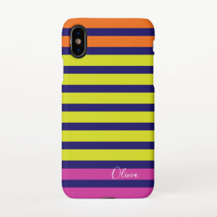 Coque iPhone X Multi Stripe personnalise le nom monogramme