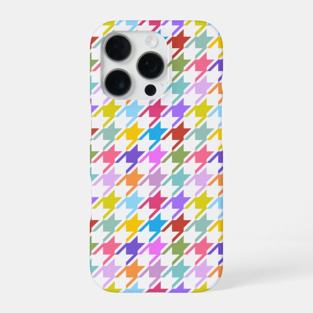 Coque iPhone Multicolor Houndstooth+Motif blanc (Verso)