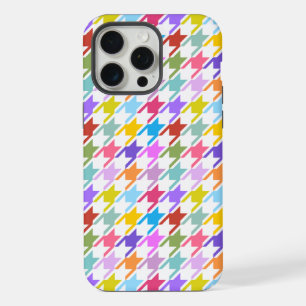 Coque iPhone 15 Pro Max Multicolor Houndstooth+Motif blanc