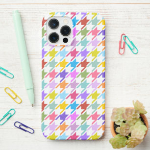 Coque iPhone 12 Pro Max Multicolor Houndstooth+Motif blanc
