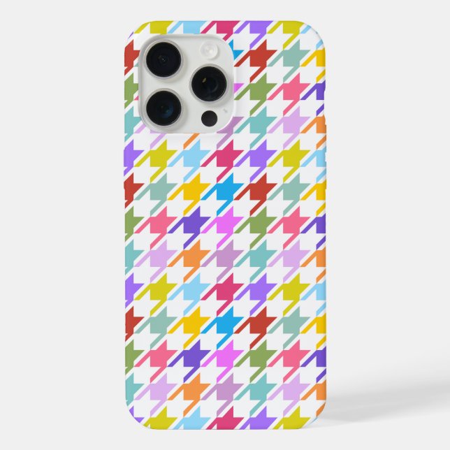 Coque iPhone Multicolor Houndstooth+Motif blanc (Verso)