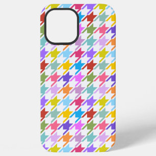 Coque iPhone 12 Pro Max Multicolor Houndstooth+Motif blanc