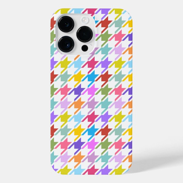 Coque iPhone Multicolor Houndstooth+Motif blanc (Verso)